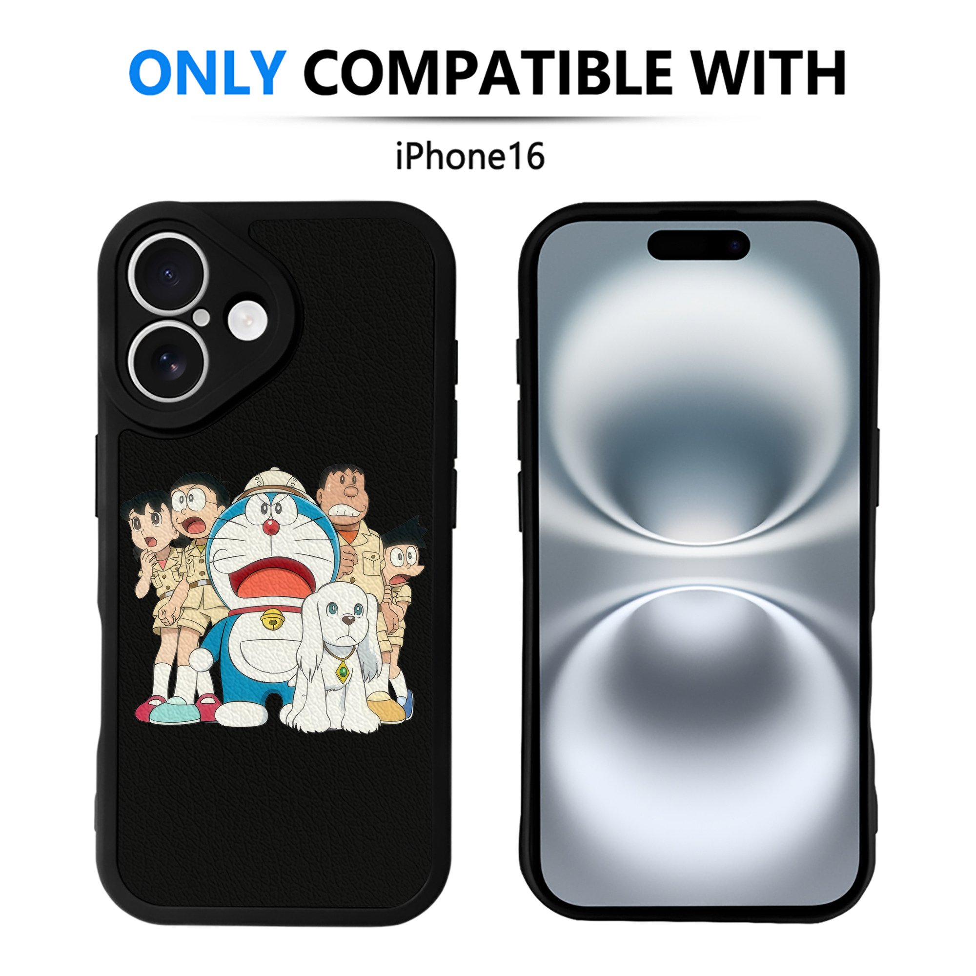 （画像用） ドラえもん Doraemon 【iPhone 16シリーズ対応】シリコンスマホケース（レザー調） 材質：シリコン